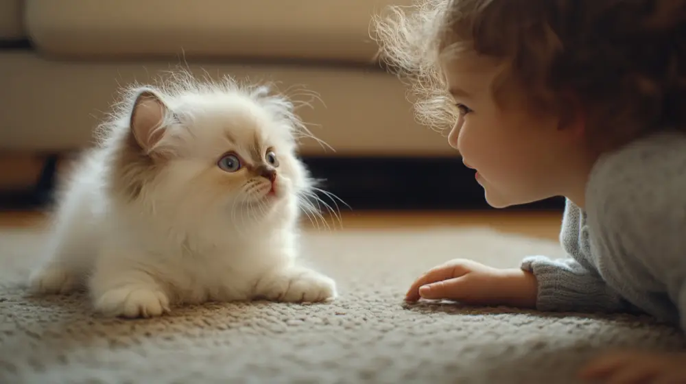 ragdoll playing with kid
